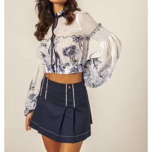 NEW MASAVI wild open back ruched shirt in navy